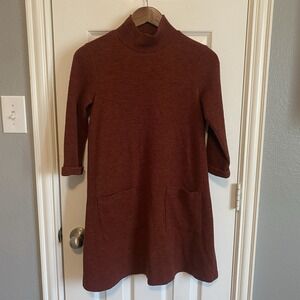 Everly Sweater Dress Women's Medium Red Pockets Cuff‎ Sleeve A Line Mock Neck